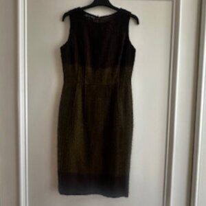 Lafayette 148, khaki brown wool midi dress, size 4